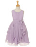 Pleated Chiffon Ruffle Knee Length Flower Girl Dress With Beaded Sash